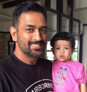 Mahendra Singh Dhoni with his daughter