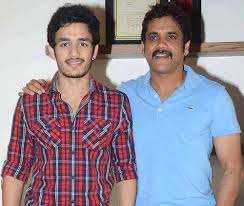 Akhil Akkineni with his father