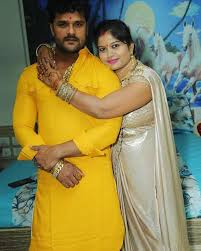 Khesari Lal Yadav with his wife Chanda