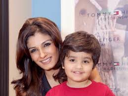 Raveena Tandon with her son
