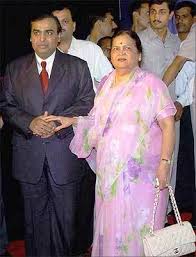 Mukesh Ambani with his mother