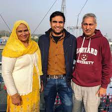 Lalit Shokeen with his parents
