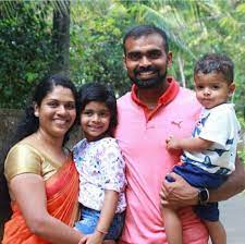 P. R. Sreejesh with his wife & kids