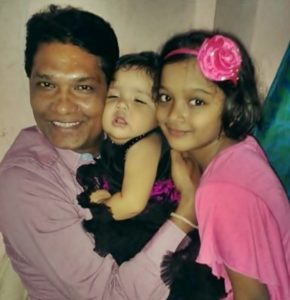 Aditya Srivastava with his daughters